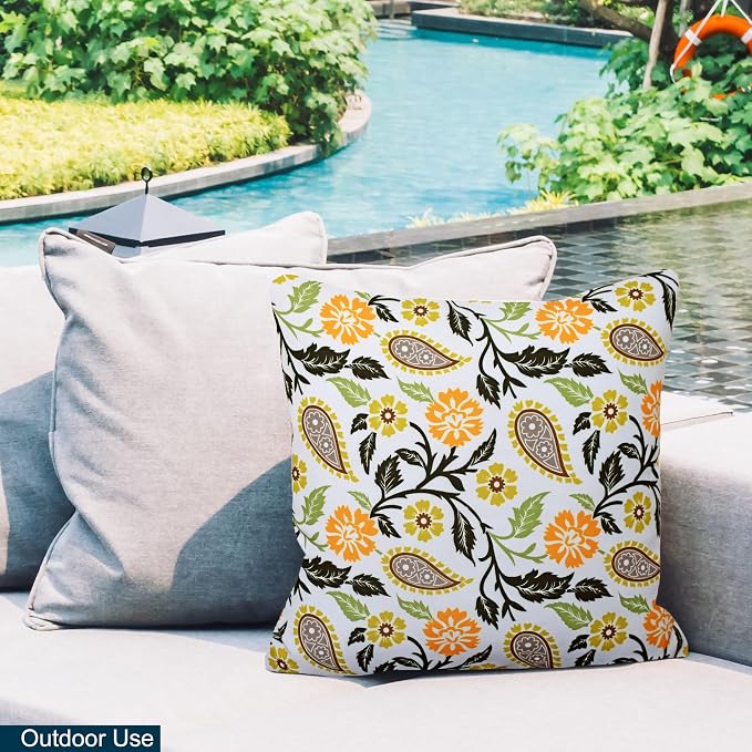 COZY TRENDS Decorative Indoor Outdoor Waterproof Throw Pillows with Inserts - Stylish Comfort for Your Patio Furniture, Garden Chairs, or Indoor Décor 18x18 Inches | Set of 2 (Orange)