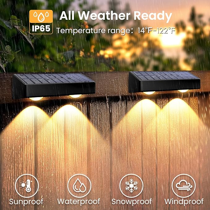 SOLPEX Solar Fence Lights Outdoor, 9 Fixed Colors ＆ Color Changing Fence Solar Lights Outdoor Waterproof IP65, LED Deck Lighting for Backyard Wall Step Patio Railing Pool Porch (16 Pack)