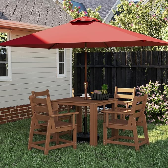 BRIOPAWS 6.5X10 FT Rectangular Patio Umbrella with Base Included | Rectangle Outdoor Umbrellas | 6 Sturdy Steel Ribs | Push Button Tilt & Crank | Heavy Duty for Garden Lawn Deck Backyard Pool |