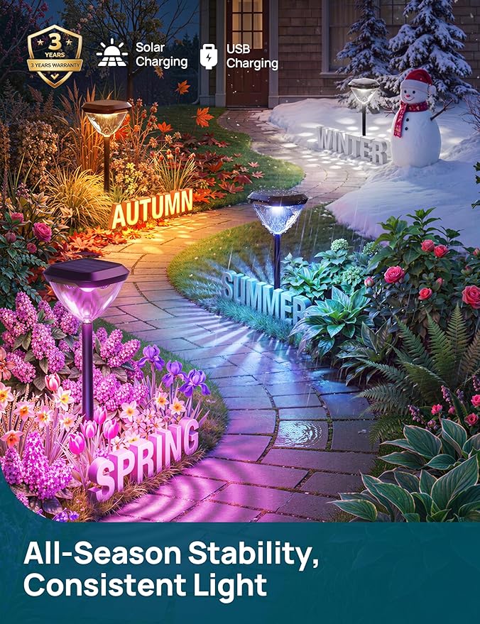 Linkind Smart Solar Pathway Lights SP6, App/Voice Control Solar Lights Outdoor Waterproof, 43+ Preset Scenes, Cool/Warm White/Color-Changing Outdoor Garden Lights for Yard, Patio, 4 Pack