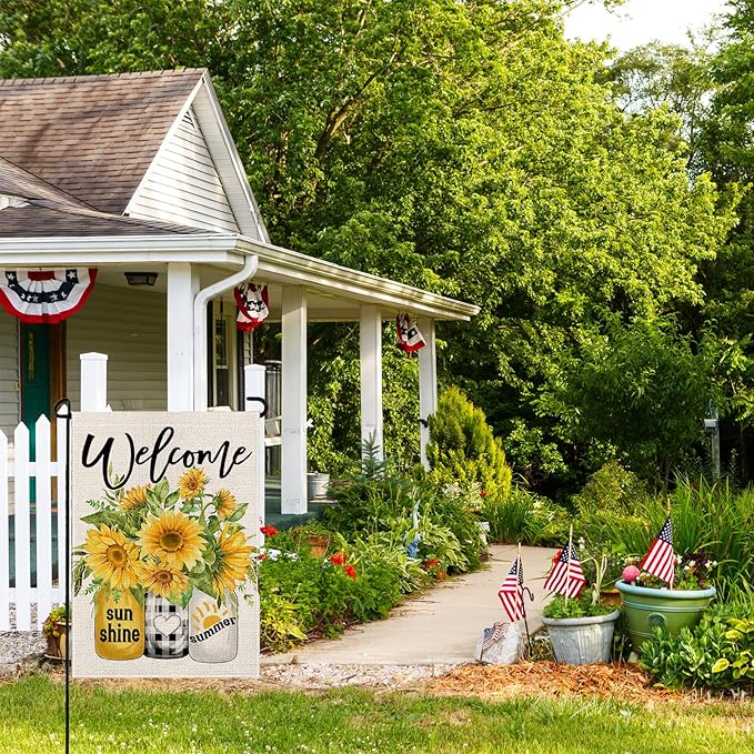 wyooxoo Spring Summer Flower Garden Flag 12x18 Inch Double Sided Vertical Welcome Garden Flag Outside Farmhouse Yard Outdoor Decoration (N)