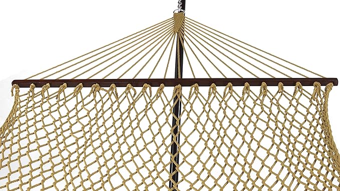 Island Escape Rope Hammock and Stand Set (Mocha Stand and Tan Hammock)