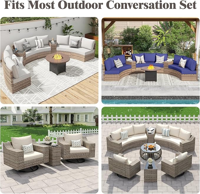 LUXOAK Wicker Outdoor Side Table with Storage and Glass Top, Brown | Patio Wedge End Table, Outdoor Sectional Sofa Companion, UV-Resistant PE Rattan, Tempered Glass Top, Hidden Storage