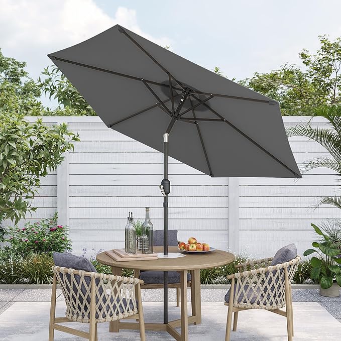 7.5ft Outdoor Umbrella Patio Umbrella,2-Year-Non-Fading,Table Market Patio Umbrella with Push Button Tilt and Crank,for Pool, Deck, Garden,Backyard