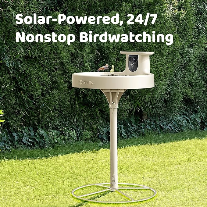 Birdfy Smart Bird Bath with Camera Solar Powered & Solar Fountain & Stand, Dual-Lens Camera for Bird Watching, Auto Capture Bird Videos & AI Identify, Ideal Present for Bird Lover