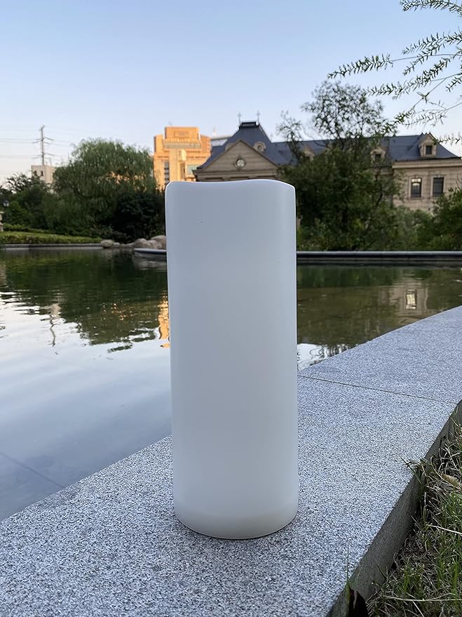 Waterproof Outdoor Flameless Pillar Candles with Timer Battery Operated Electric LED Candle Set for Gift Home Décor Party Wedding Supplies Garden Halloween Christmas Decoration, 2 Pack, 3” x 8”