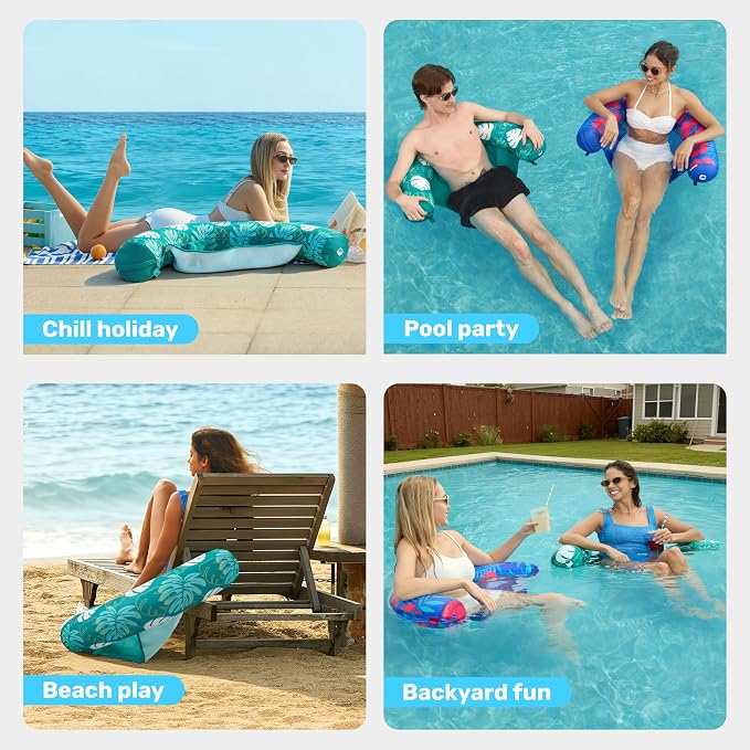SLOOSH Inflatable Pool Noodle Chair, 3 Packs Pool Floats Noodle Sling Floatie, Swimming Party Floating Chair for Adult Party Summer Water Fun