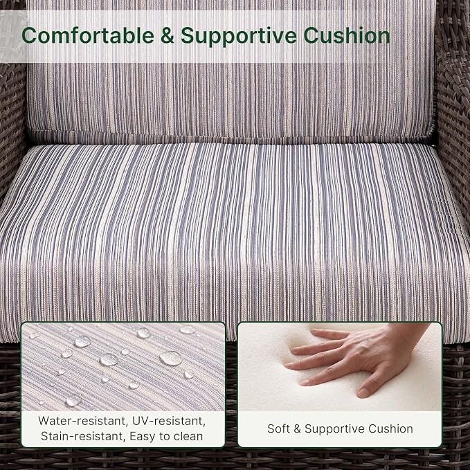 Wicker Patio Conversation Set, Outdoor Patio Chair Set with Deep Seating, Wide Armrests & Thick Cushions, All-Weather Outdoor Furniture Set for Patio, Porch, Deck & Backyard