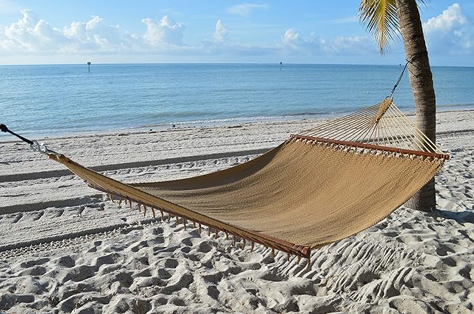 Jumbo Caribbean Hammock - 55 Inch - Soft-Spun Polyester - Tan