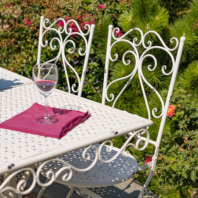 Zaer Ltd. Five-Piece Metal Dining Set in Antique White Solebury