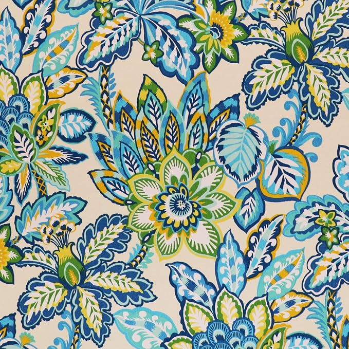 RSH DECOR Square Throw Pillows Set of 2, 20" x 20", Outdoor Pillows Waterproof, Copeland Caribe Blue Floral Made in USA