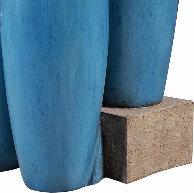 Kenroy Home Vessel Indoor/Outdoor Floor Fountain with Blue Finish, Classic Style, 36" Height, 15.5" Width, 14.5" Depth