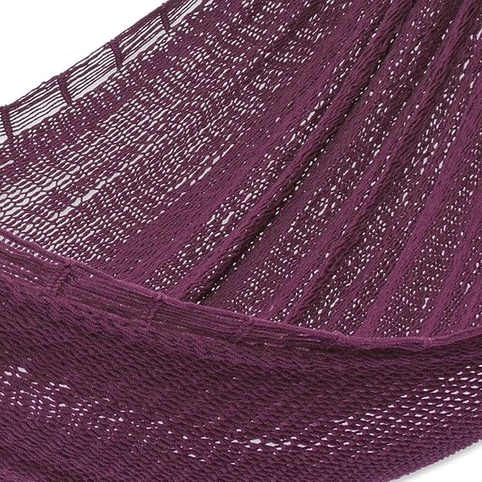 NOVICA Artisan Handwoven Cotton Rope Hammock Single Purple Mexico Mayan Solid [Bed Size 73in L x 67in W Total Length 146in L] ' Uxmal Mulberry' Single
