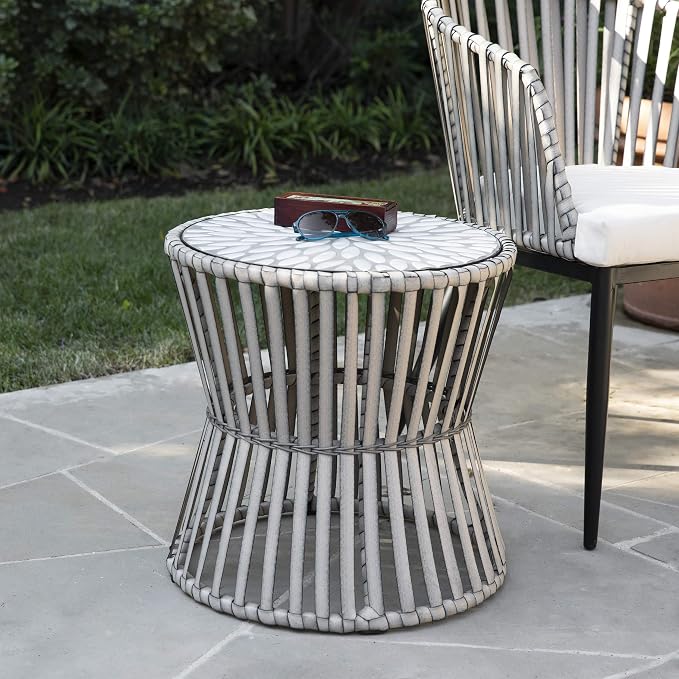 SEI Outdoor Patio Furniture - Melilani Round Outdoor Side Table - Transitional Design Natural Rattan - Fully Assembled - Ideal for Patio, Backyard (OD1086106)