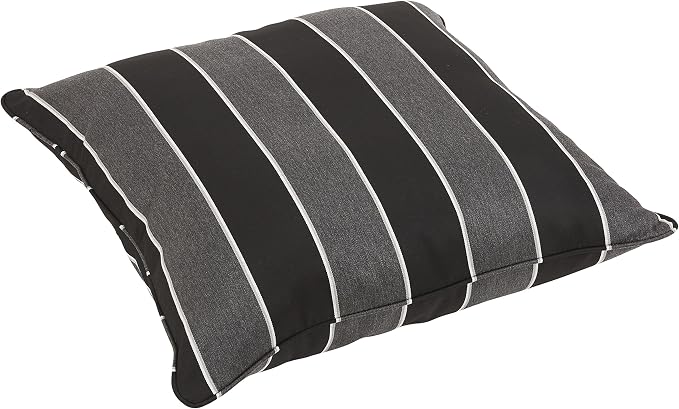 Mozaic Company AZPS7423 Indoor Outdoor SunbrellaSquare Floor Pillow with Corded Edges26 x 26 Grey & Black Stripes