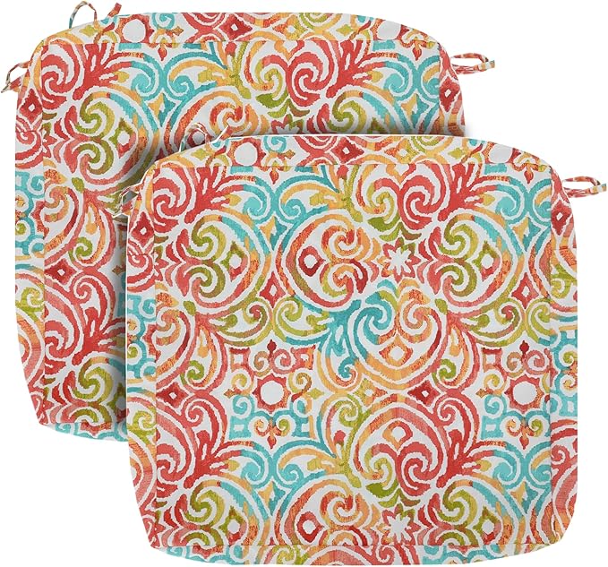 FUNHOME Outdoor Chair Cushion Covers 2 Pack, No Insert! Patio Cushion Covers Replacement 24" x 22" x 4", Water Resistant Chair Cushion Slipcovers, Corinthian Dapple(Covers ONLY)