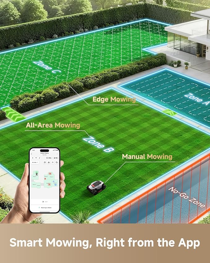 DREAME LiDAR 5000 Robot Lawn Mower A3 AWD Pro Wire Free No RTK, 4WD for 38.7° Slopes, Dual AI Vision Robotic Lawn Mowers,Dual-Disc Cutting 15.8" Width, Smart Zero-Edge, App Control for 1.25 Acre