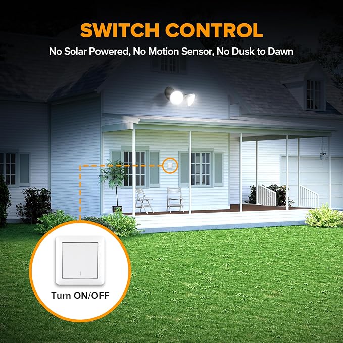 LUTEC 4 Pack Adjustable Twin Par Holder Outdoor Flood Lights, Switch Controlled Security Lights, Floodlights Fixture, Waterproof Exterior Max 300 Watt Par38 Flood Light for Garage, Yard, Porch-Black