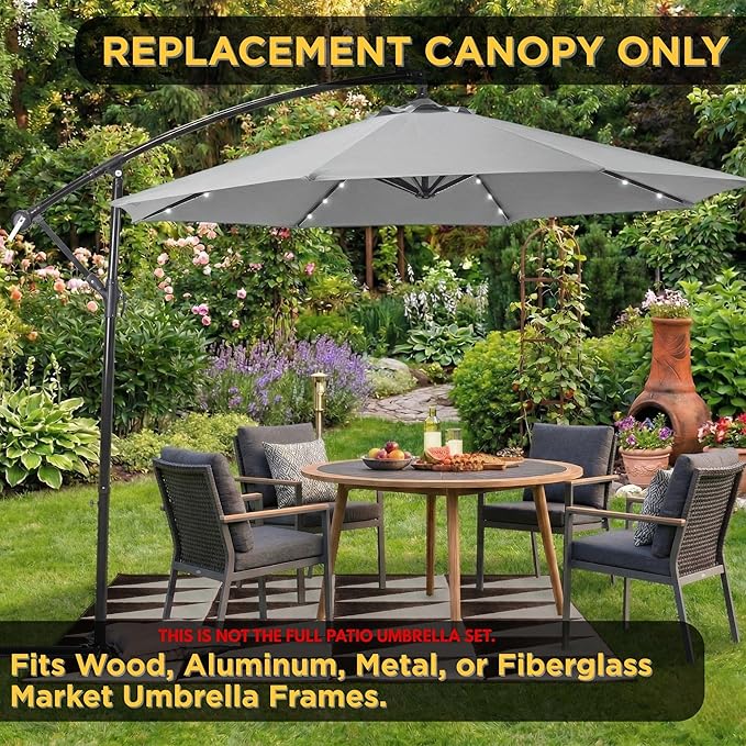 10ft Patio Umbrella Replacement Canopy for 8 Ribs, Outdoor Umbrella Canopy ONLY, Market Umbrella Top, Water-Resistant & UV-Protective