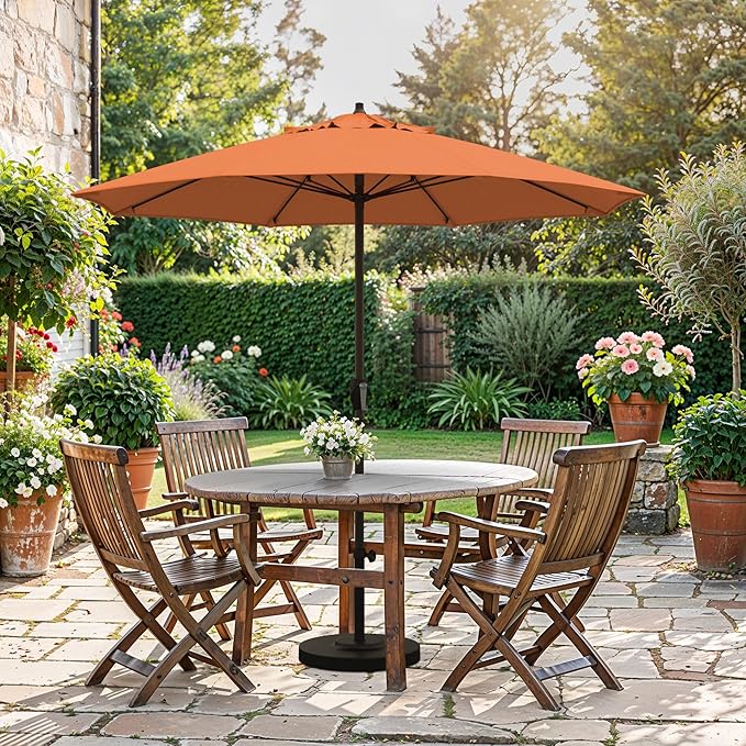 California Umbrella 10-Year Protection 7.5 Ft Outdoor Patio Umbrella, Pacifica Fade-Resistant Fabric, Auto-Tilt, Heavy Duty Aluminum Frame, 8 Reinforced Ribs for Pool or Deck, Bronze Pole, Tuscan