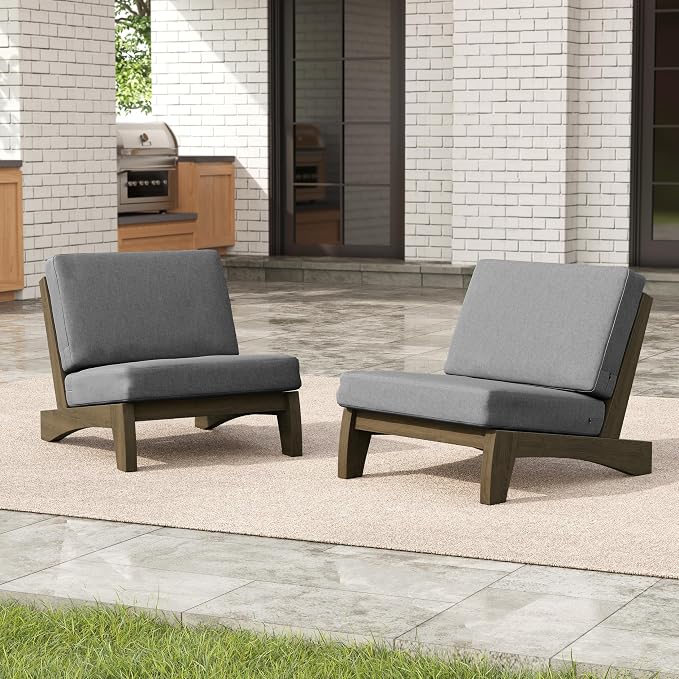 Pia Ricoo 4 Piece Patio Furniture Sets, Outdoor Furniture with 2 Chairs & Coffee Table, Patio Conversation Set for Backyard, Deck, Lawn, Gray