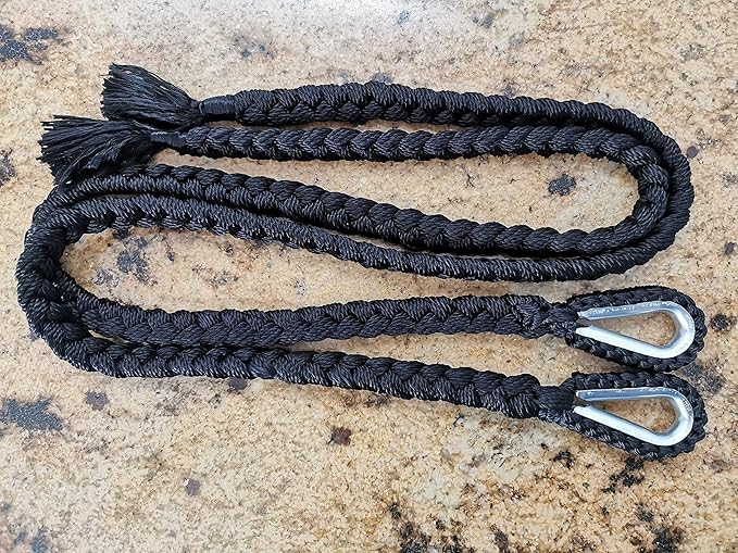 Hammock Ropes + S Hooks (Standard Length -, Black Ropes with Loop/Ring in One End)
