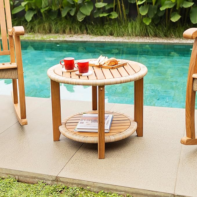 Cambridge Casual Marrakesh Teak Wood 3-Piece Rocking Conversation Set with Honey Twist Wicker