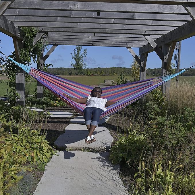 Vivere Latin Hammock Collection – Vibrant 100% Cotton Double Hammock, Supports 2 Adults - 450 lb Capacity (Bella Vida)