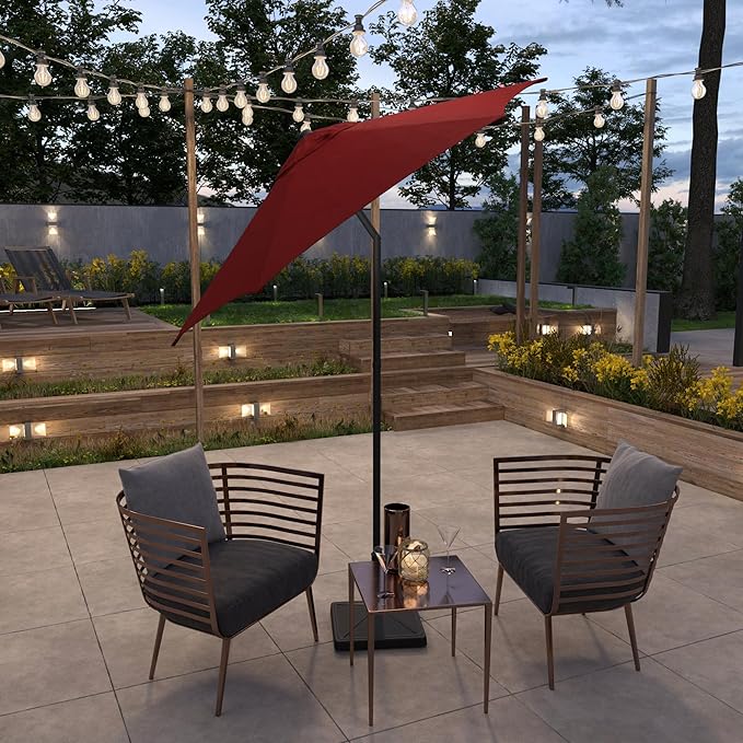 Sunline 7.5 ft Patio Umbrella with Crank & Push Button Tilt, Outdoor Market Umbrella with UV Protection & Wind Vent, Metal Frame for Deck, Pool & Table, Brick