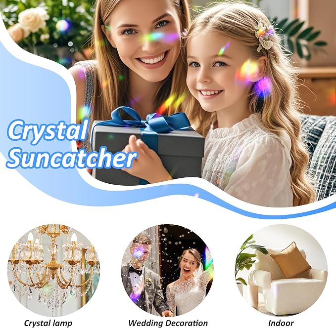 10pcs Crystal Sun Catcher Hanging Teardrops Chandelier Parts Prisms Decor | Crystal Sun Catcher, 38mm Hanging Crystal, Chandelier Parts, Prism Pendants with Hook, Crystal Christmas Ornaments Home Decor