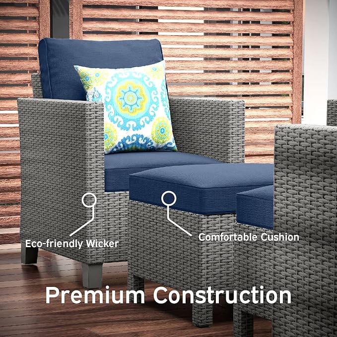 Nestl Patio Furniture Set - Outdoor Patio Furniture Sets, Patio Sectional Furniture Set, 5 Piece Patio Furniture Sets, Patio Conversation Sets, Brown Wicker Patio Furniture Sets with Beige Cushions