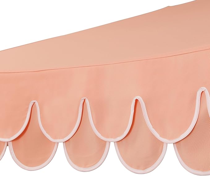 JONATHAN Y Tracy 9 ft. Outdoor Patio Umbrella with Scalloped Edge, Coastal Market Table Umbrella with Crank Lift and Tilt, 8 Sturdy Ribs UV Resistant for Pool, Coral Pink, White Pole UMB1002H