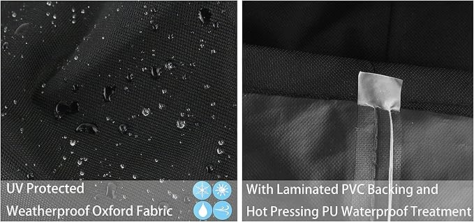 RosieLily Round Patio Furniture Covers Waterproof, Round Covers for Outdoor Table Chair Set, 600D Heavy Duty No Fading UV Resistant Cover for Outdoor Dining Table Chairs, 70" D x 23.6" H-Black