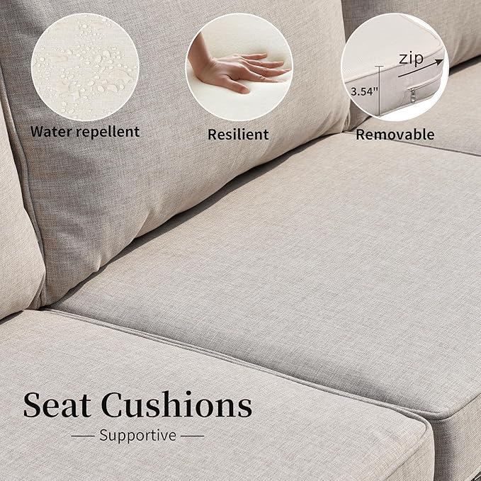 HOOOWOOO 8 Piece Patio Sectional Furniture Set with Fire Pit Table,Modern Wicker Outdoor Conversation Sofa Sets,Weather Resistant Modular L Shaped Outside Couch Set(Beige)