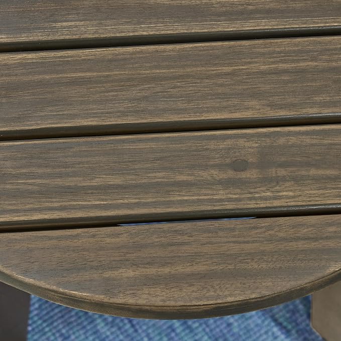 Outdoor Round Side Table, 16" Wood Patio Table Small End Table Patio Side Tables for Backyard Porch Deck Yard Garden (Grey)