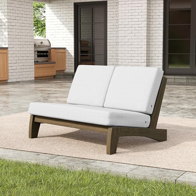 Pia Ricoo 4 Piece Patio Furniture Sets, Outdoor Loveseat Sofa Set with 2 Chairs & Coffee Table, Patio Conversation Set for Backyard, Deck, Lawn, Beige