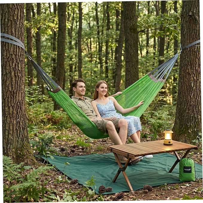Outdoor Hammock Without Stand|Camping Hammock Lightweight Portable, Anti-roll Breathable Mesh Outdoor with Tree Straps & Carry Bag, Green (102.36x51.18in)