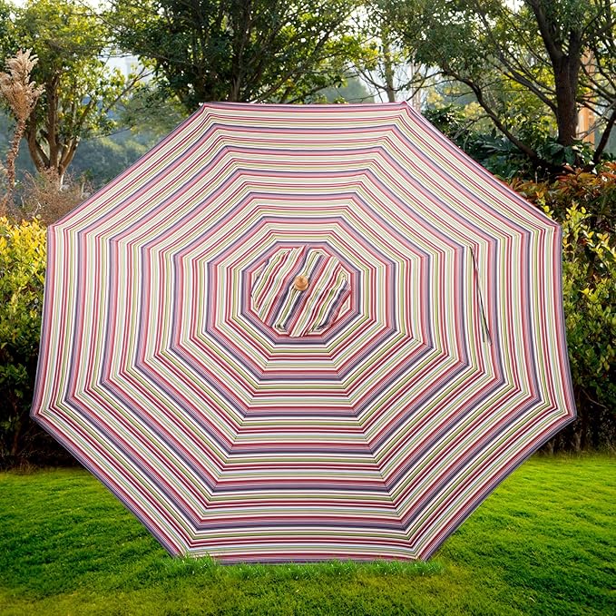 9ft Bamboo Umbrella, Outdoor Patio Umbrella, Waterproof Market Umbrella, 8 Ribs Table Umbrella with Pulley Lift for Garden, Deck, Pool, lawn, Backyard