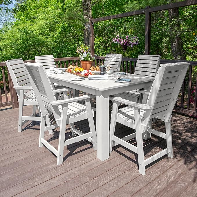 Highwood AD-ST7WL2CO5BA-WHE Weatherly 7pc Rectangular Counter Height Dining Set 84" x 42", White