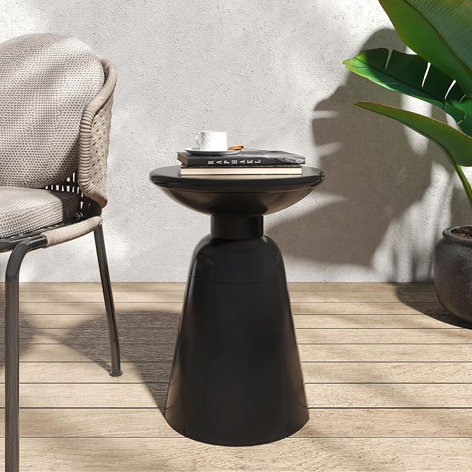 Outdoor Metal Side Table, Black