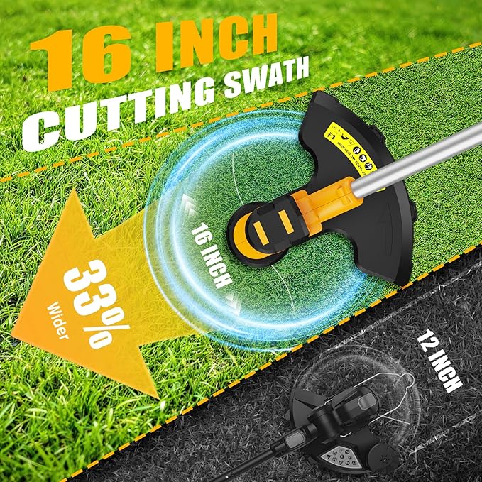 16-Inch Cordless String Trimmer & 600 CFM Leaf Blower Combo Compatible with DEWALT 20V MAX Battery (Tool Only), Brushless Weed Eater Edger with Dual Safety Switch & 3-Speed Turbo Lightweight Blower