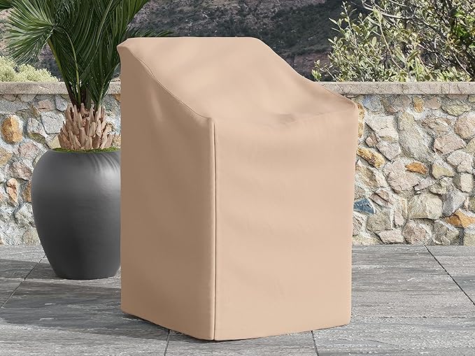 Covermates Ultima Outdoor Chair Cover – All-Weather Water & Rip-Resistant Patio Furniture Protection Heavy-Duty 600D Polyester, Mesh Vents, Buckle Straps & Drawcord, 46W x 32D x 42H, Ripstop Tan