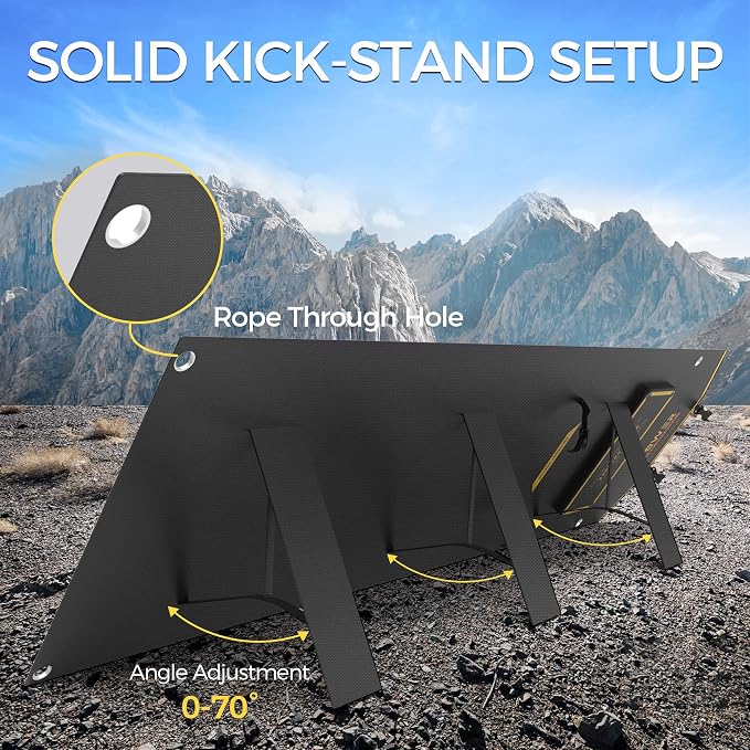 Lipower 100W Portable Solar Panels wtih Adjustable Stand,Foldable Solar Charger for Power Station, 23% High Efficiency ETFE Monocrystalline, USB & Type-C PD Output, IP64 Waterproof for Outdoor Camping