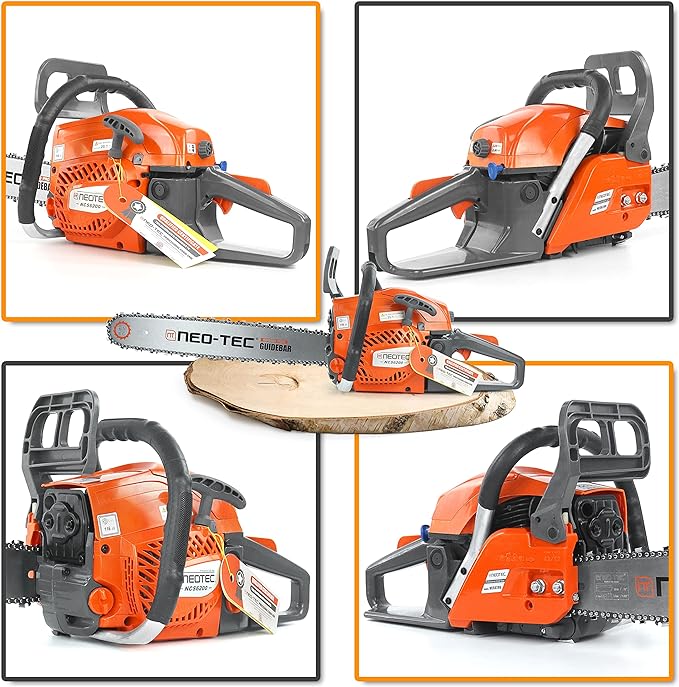 NEO-TEC 20 Inch 62CC Gas Powered Chainsaw 2-Cycle Petrol 3.5HP Handheld Reliable Motosierra De Gasolina for Tree Pruning Wood Cutting Firewood Preparation & Yard Maintenance