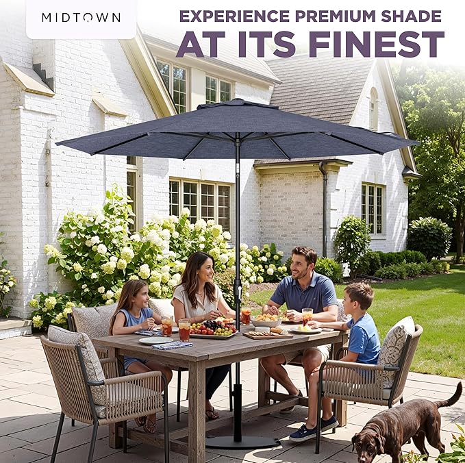 Midtown Umbrellas – The Swilt 10 Ft Patio Umbrellas with 360° Swivel & Tilt Mechanism, Fiberglass Ribs & Terylast Polyester Fabric for Backyard, Deck, Pool & Cafes - Textured Purple Canopy, Black Pole