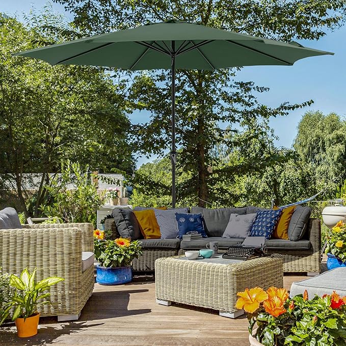COBANA Patio Umbrella with Base Included, Outdoor Market Table Umbrella with Umbrella Stand Weights