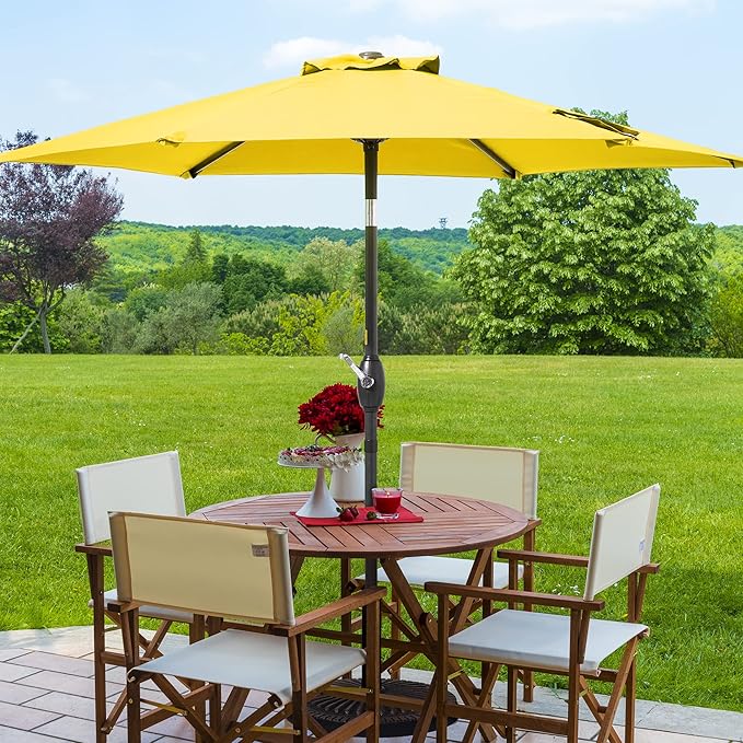 7.5ft Outdoor Umbrella Patio Umbrella,2-Year-Non-Fading,Table Market Patio Umbrella with Push Button Tilt and Crank,for Pool, Deck, Garden,Backyard