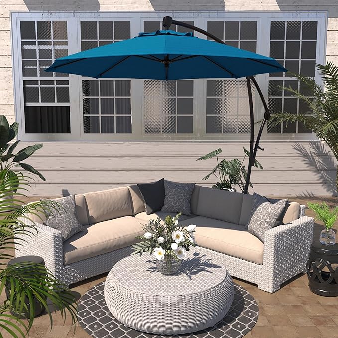 California Umbrella 9-Foot Offset Cantilever Patio Umbrella Infinite Tilt