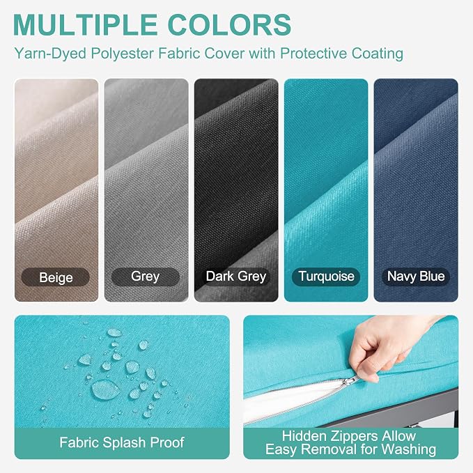 Aluminum Patio Swivel Rocking Chair Outdoor Bistro Set, 12pcs Patio Conversation Set Outdoor Patio Furniture Set with High Backrest & Thickened Cushions for Garden, Deck and Balcony, Turquoise