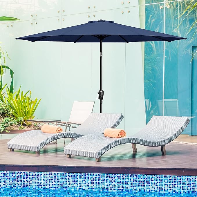 Simple Deluxe 9' Patio Umbrella Replacement Canopy Only Outdoor Table Market Yard Umbrella Replacement Top Cover with 8 Ribs, Dark Blue